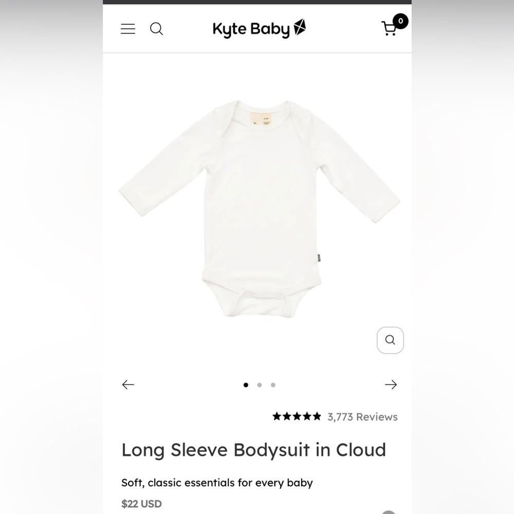 Kyte Onesie in Cloud, Size: Newborn